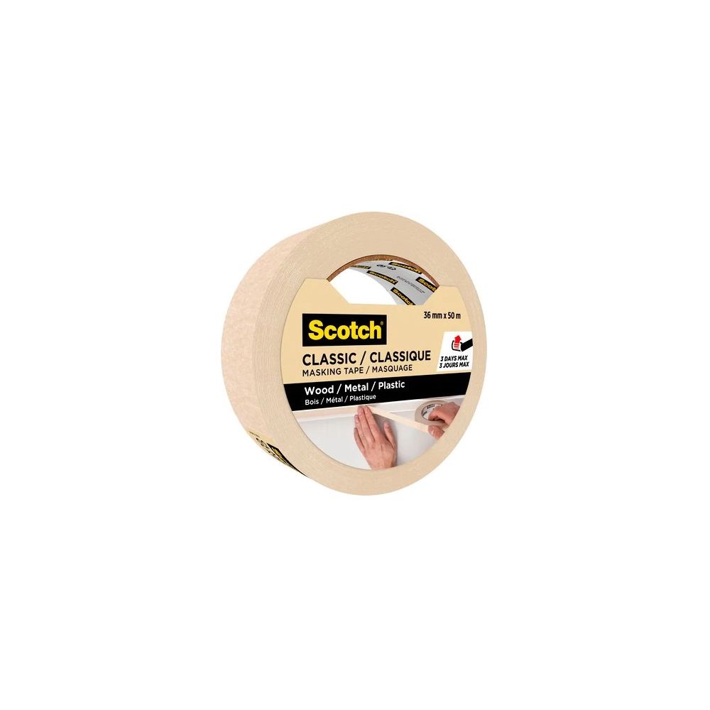 Хартиена лента Scotch Basic 3650, 36 мм x 50 м, самозалепваща, бежова