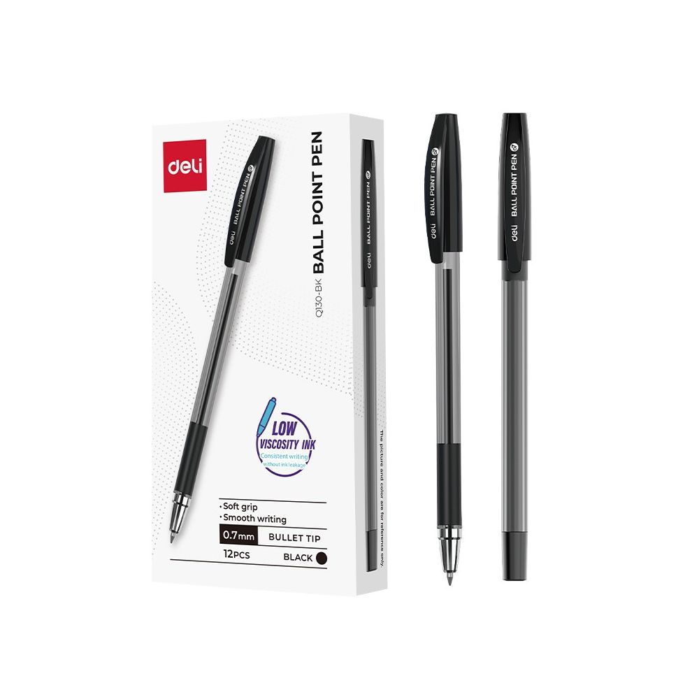 Химикалка Deli EQ130-BK, с грип, 0.7 мм, черна Химикалка Deli EQ130-BK, с грип, 0.7 мм, черна