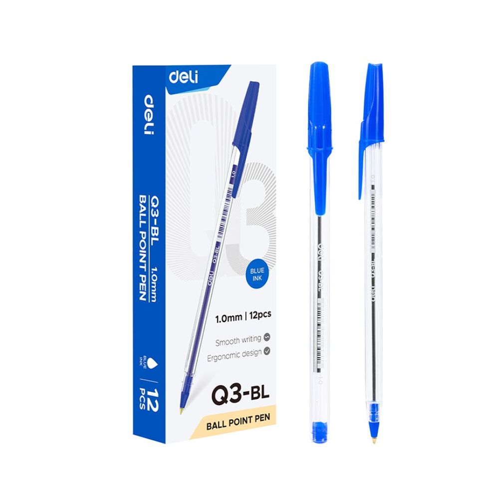Химикалка Deli think EQ3-BL, 1 мм, синя