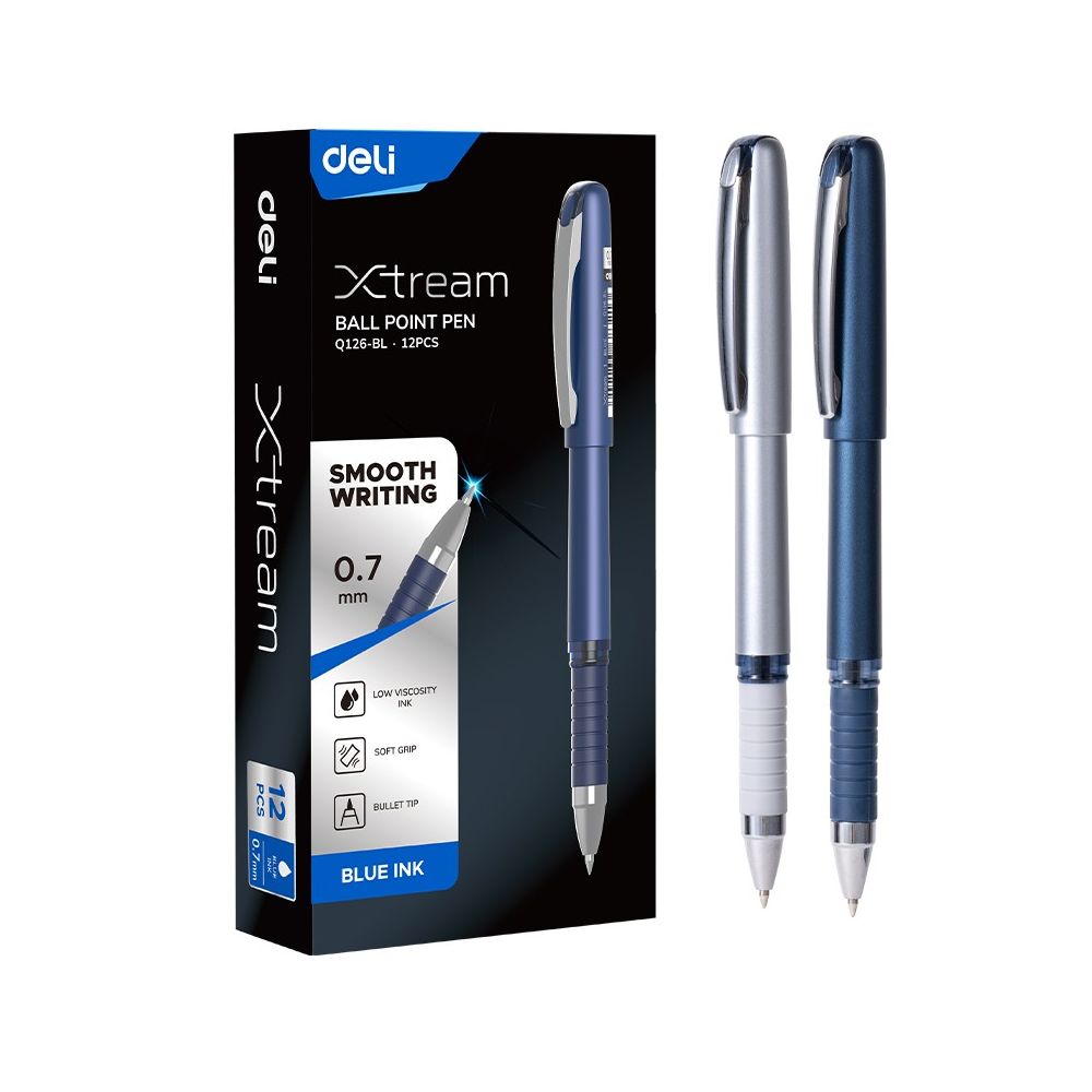 Химикалка Deli Xtream EQ126-BL, с грип, 0.7 мм, синя