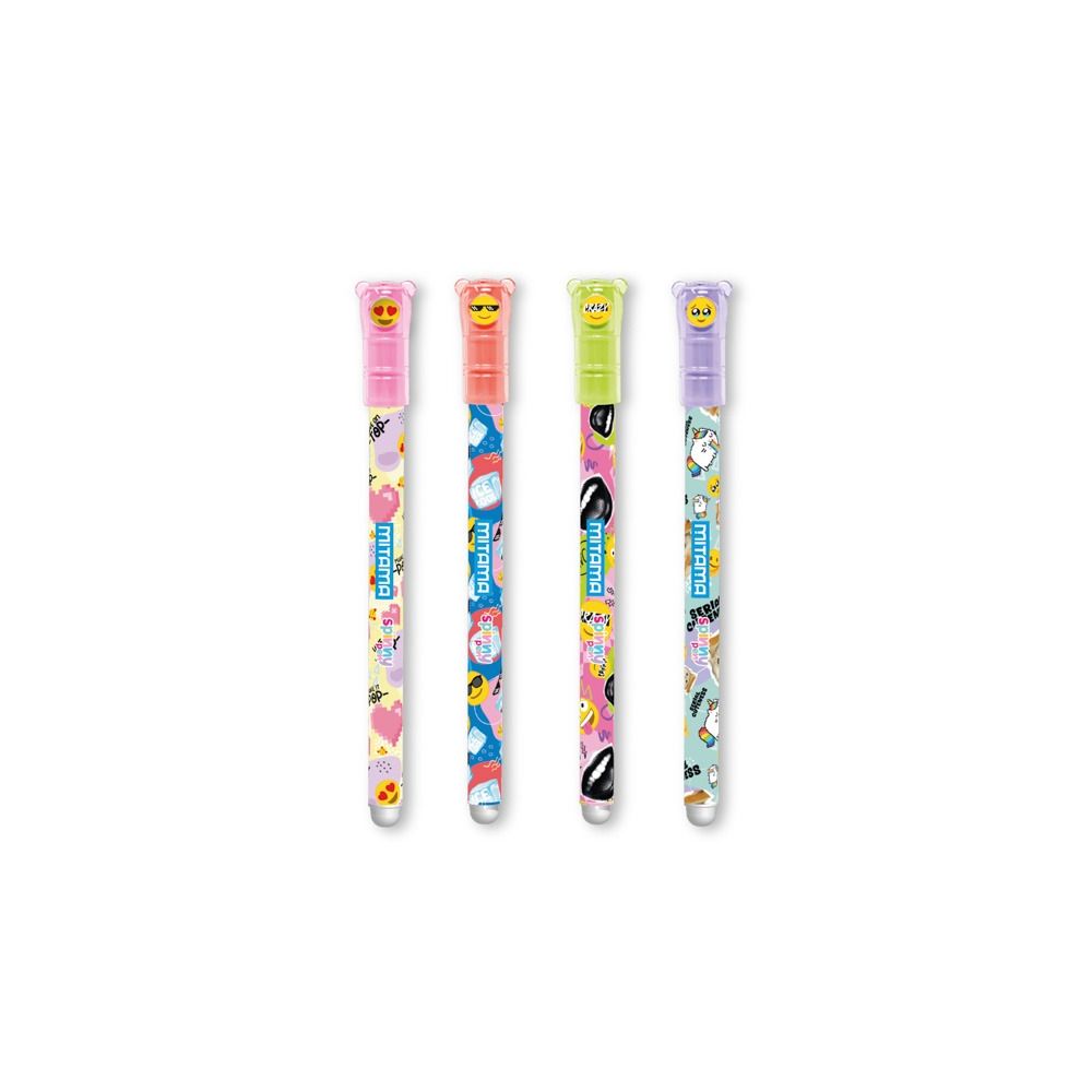 Изтриваеми химикалки MITAMA Spinny Pen, Crazy Colection, 0.7 мм, 2 сини+1 зелена+1 червена, 4 бр.