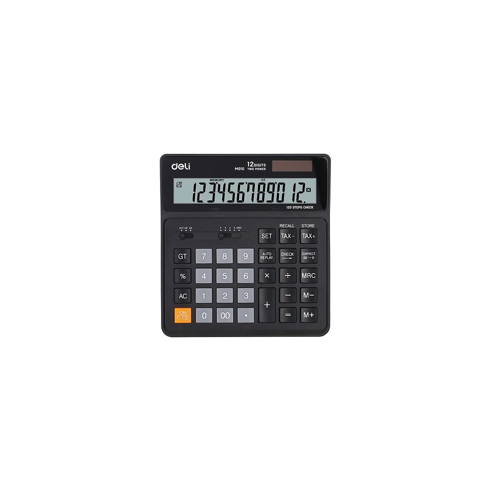 Калкулатор Deli Smart EM01020, настолен, 12 dgt, 160х150х 3 мм, черен