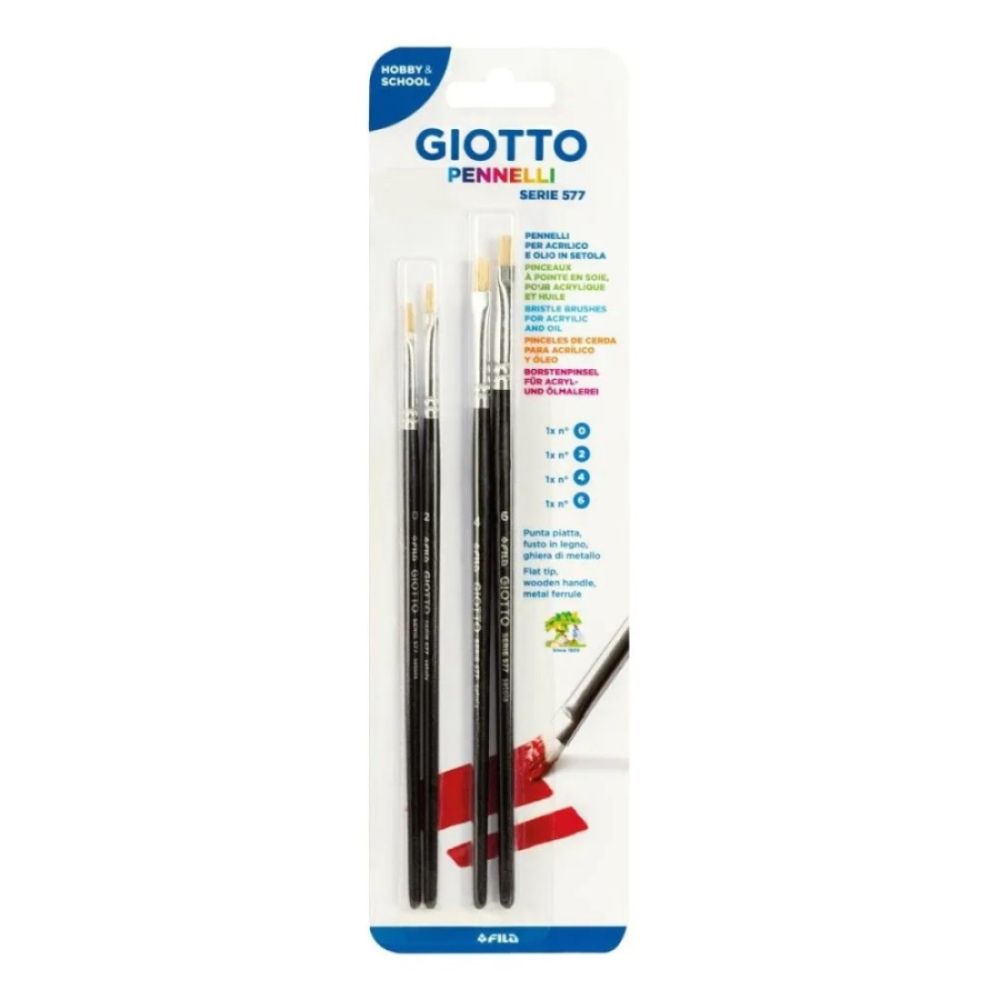 Комплект четки за рисуване GIOTTO Art 577, плоски №0, 2, 4, 6