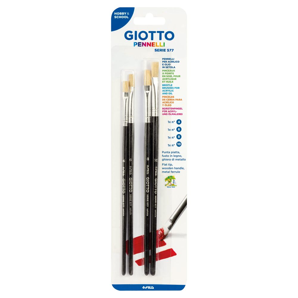 Комплект четки за рисуване GIOTTO Art 577, плоски №4, 6, 8, 10