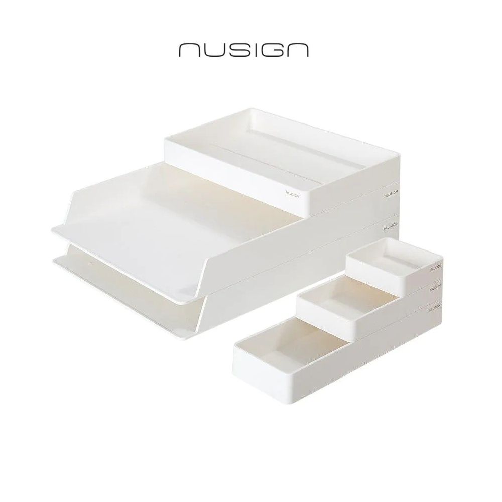 Комплект хоризонтални поставки Nusign Classic, ENS001, различни размери, ABS, 6 бр., бели