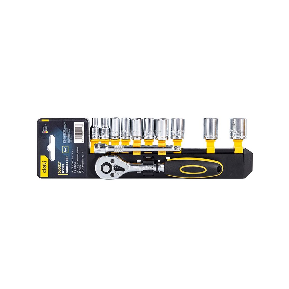 Комплект тресчотка Deli TOOLS с 10 вложки EDL0012T 