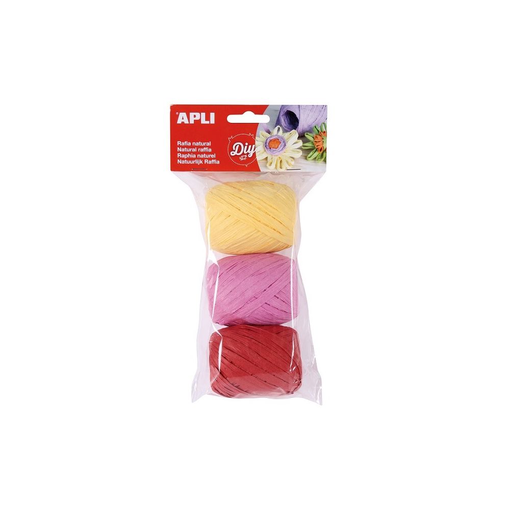 Комплект цветна рафия APLI CANDY, 3 цвята х 30 м