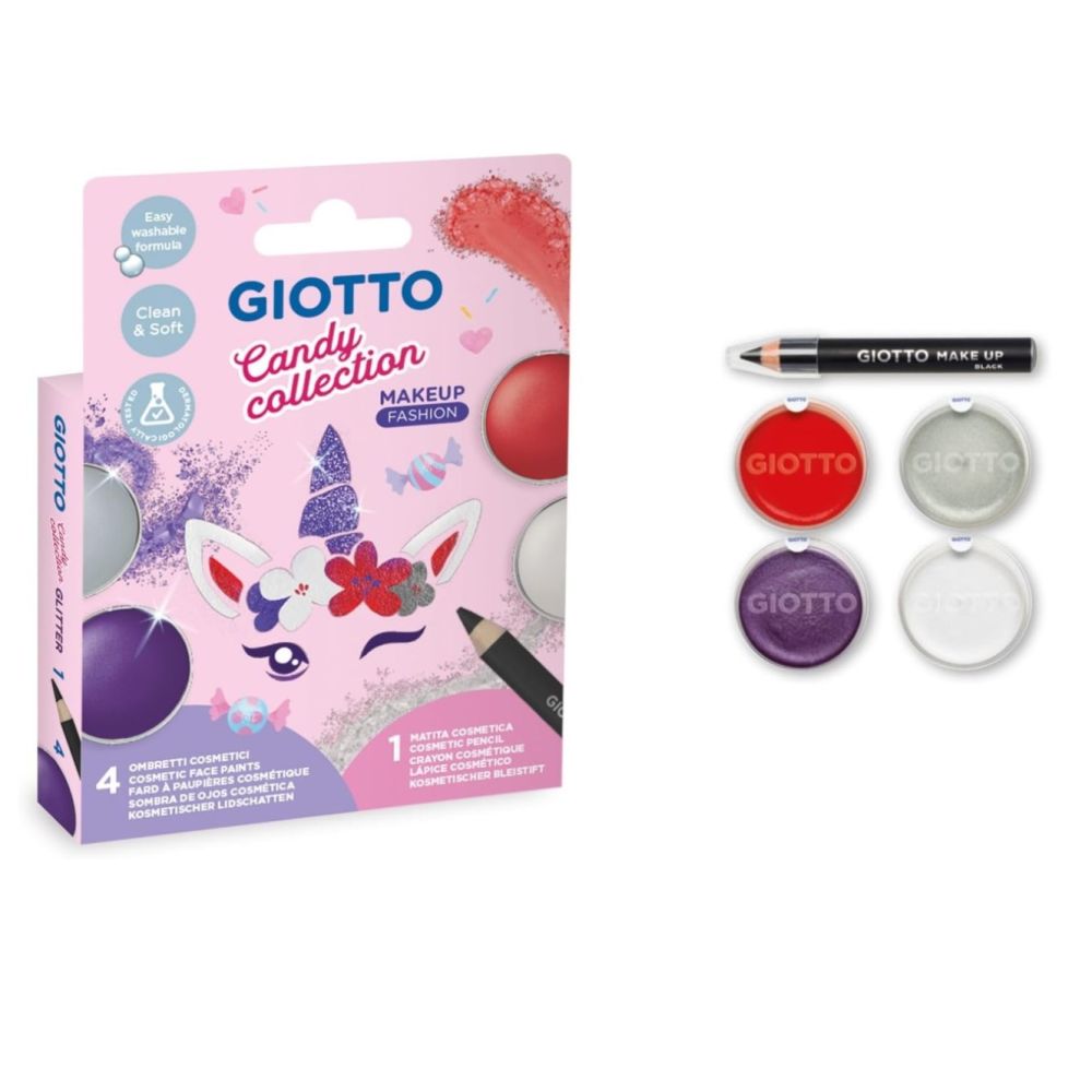 Комплект за рисуване на лице GIOTTO Candy Make-up Fashion, 4 боички и 1 молив