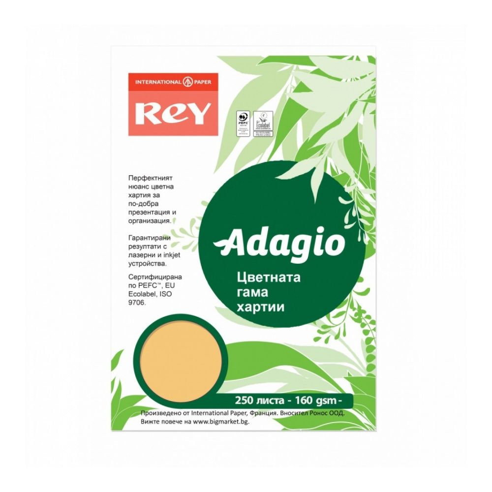 Копирен картон REY Adagio A4, 160 г, наситен цвят Gold (60), пакет 100 л.