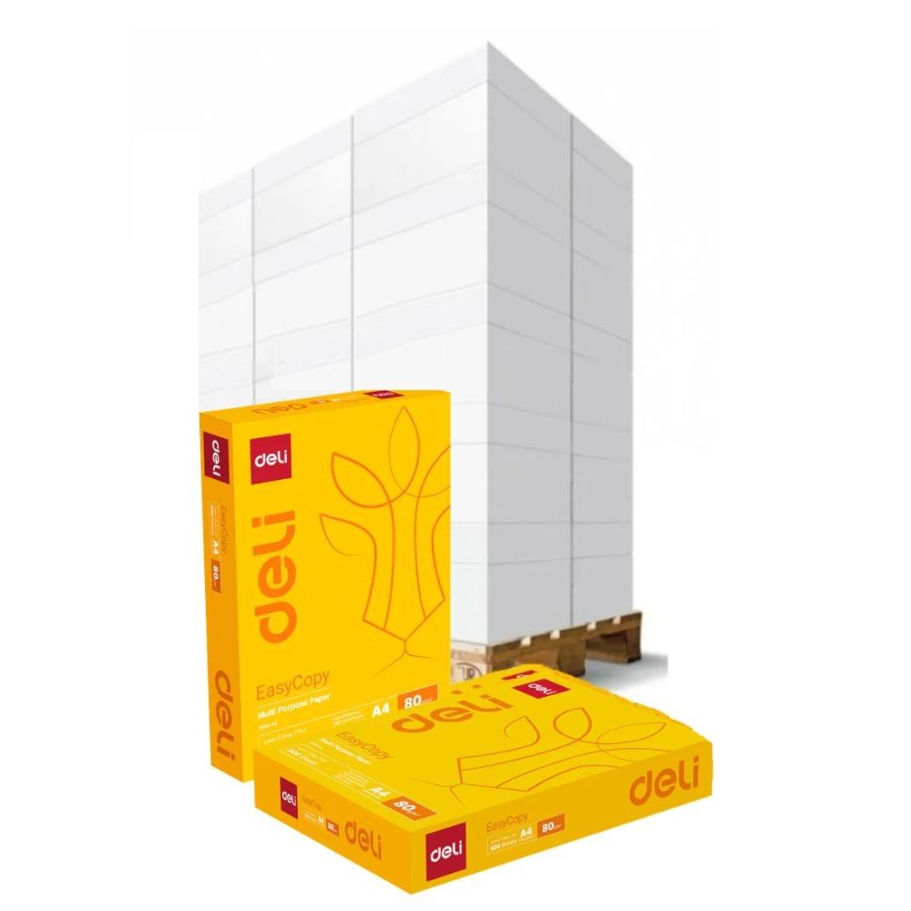 Копирна хартия Deli Easy Copy, А4, 80 г, бяла, CIE белота 150, PEFC, палет 240 пакета х 500 л.