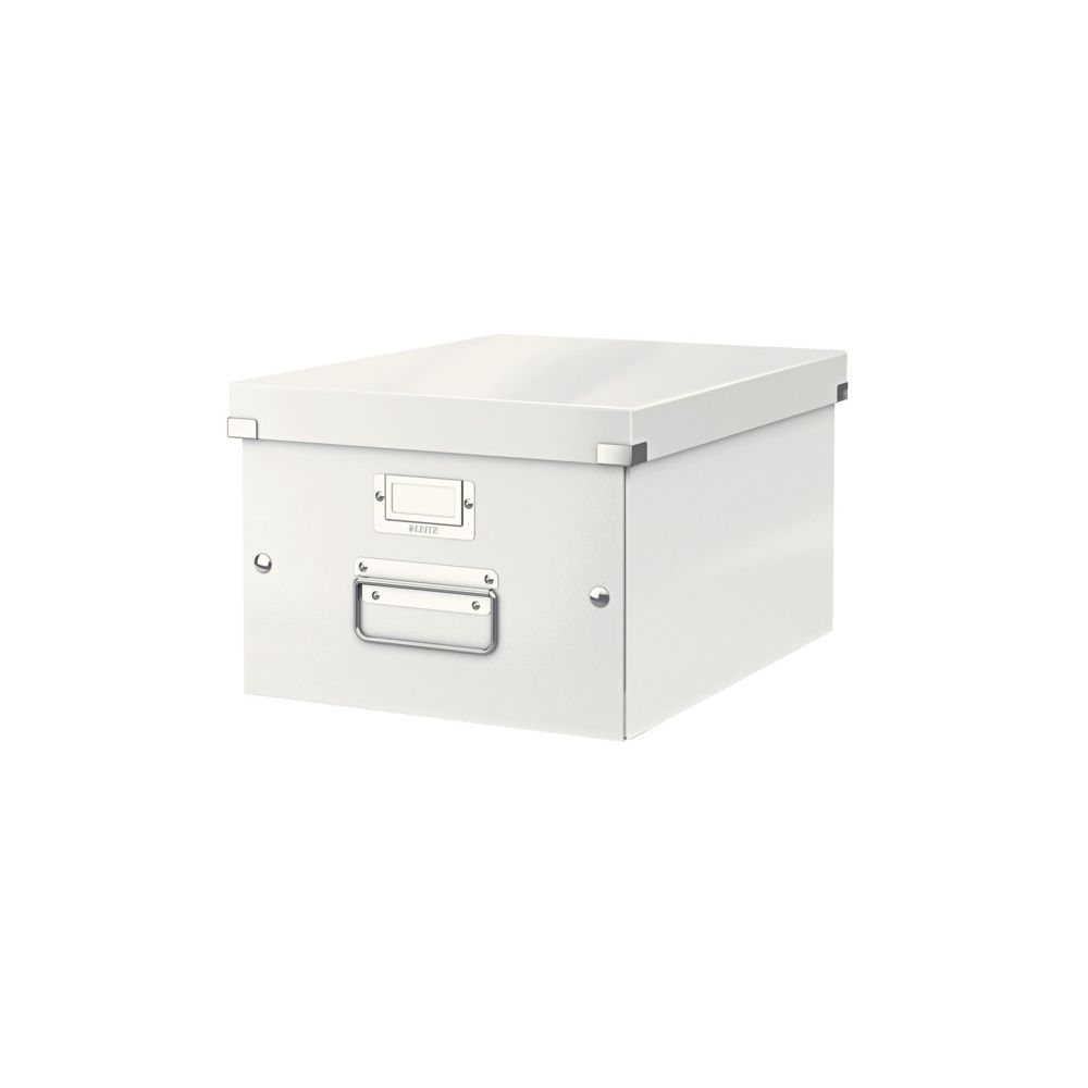 Кутия с дръжки LEITZ WOW Click&Store, 281х200х370 мм, РР ламиниран картон, бяла