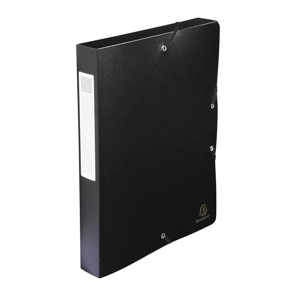 Кутия за документи с ластик EXACOMPTA OpaK, 250х330х40 мм, A4, РР 700 mic, черна