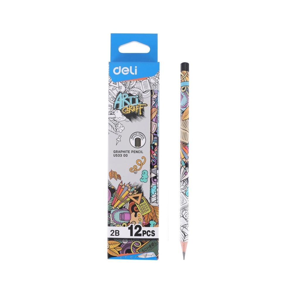 Молив без гума Deli Arti Graff EU53300, шестоъгълно тяло, 2B
