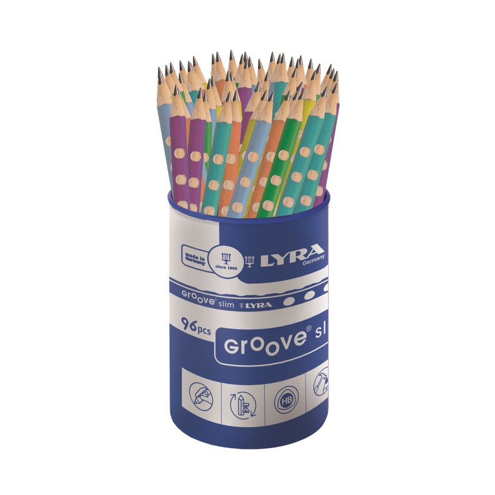 Моливи без гума LYRA Groove Slim Pastel, триъгълно тяло, HB, 96 бр. в чашка
