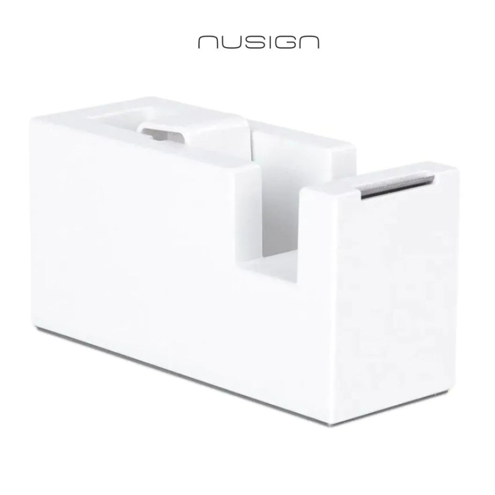 Настолен тиксодържач Nusign Classic ENS121, 114x45x59 мм, за ленти до 19 мм х 33 м, бял