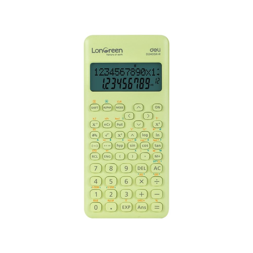 Научен калкулатор Deli LonGreen ED240-SR-R, 240 функции, 10+2 dgt, 160х74х16.4 мм, зелен