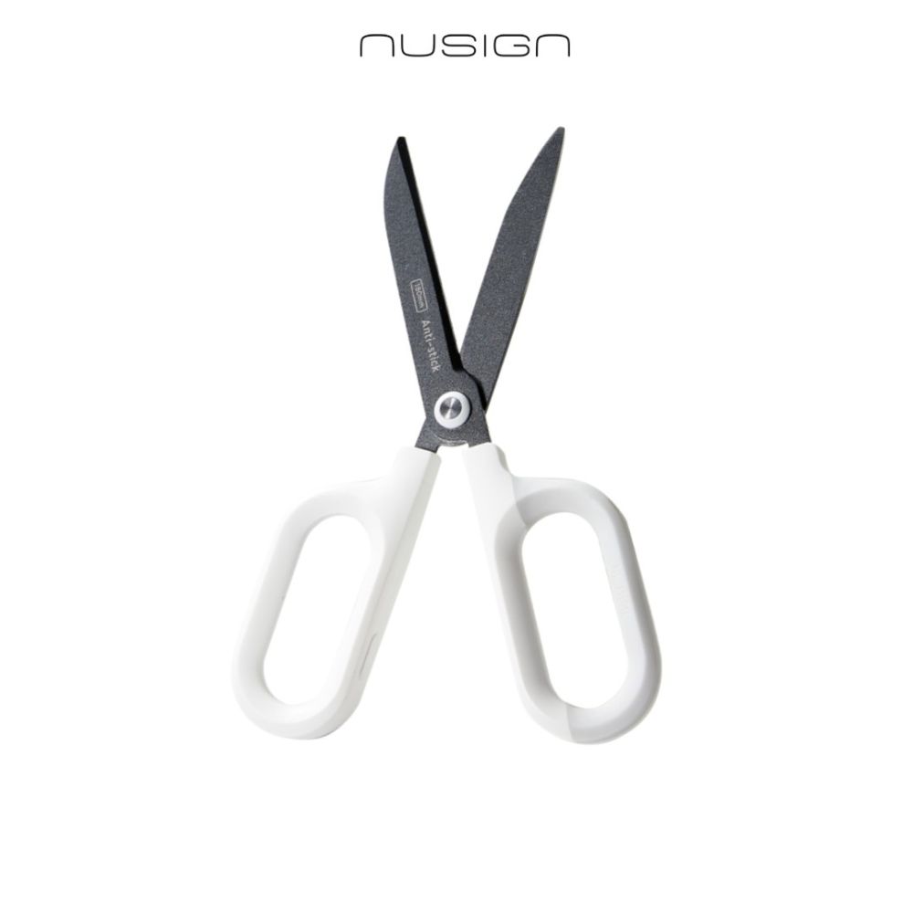 Ножица Nusign Classic EQG157, 180 мм, сиви остриета с тефлоново покритие, симетрични дръжки, бяла