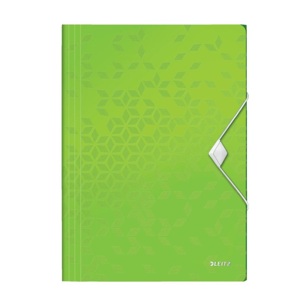 Папка с ластик и 3 капака LEITZ WOW, A4, PP, зелена