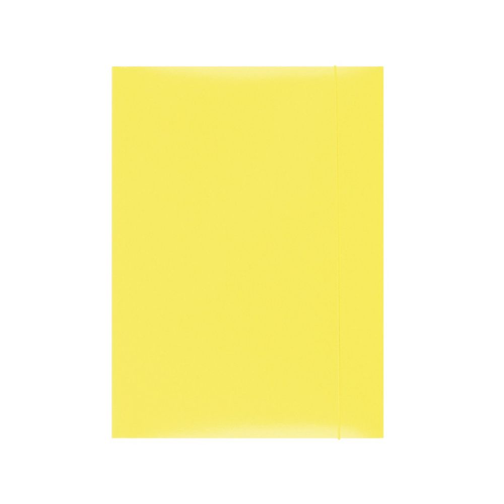 Папка с ластик и 3 капака OFFICE PRODUCTS, A4, картон 300 г с UV лак, жълта