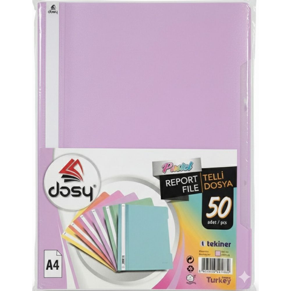 Папка с машинка и перфорация DOSY Pastel A4, PP, 180 mic, лавандула