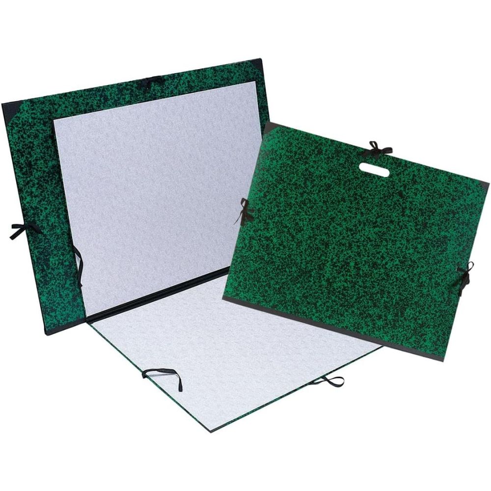 Папка за рисунки EXACOMPTA Marbled Green, 370х520 мм, В3, картон 1170 г, с текстилни връзки и гръб, 