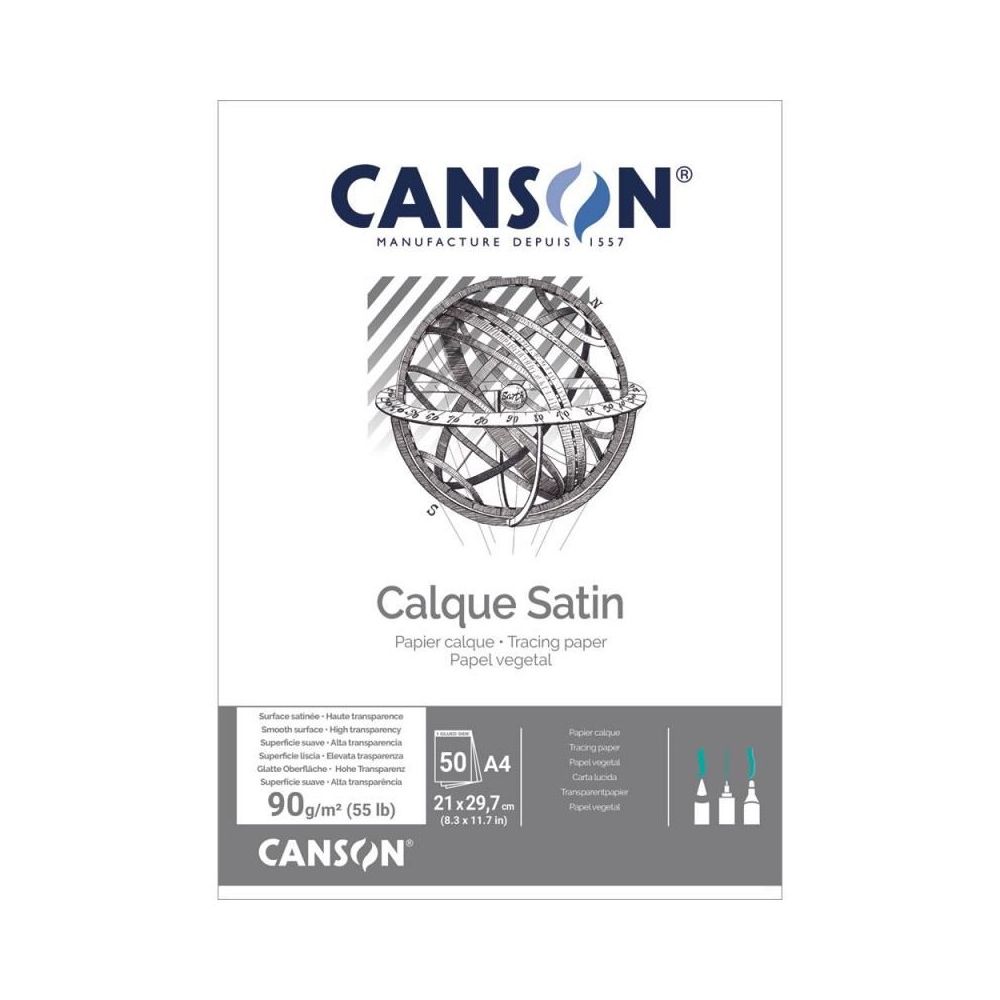 Паус хартия Canson Calque Satin, А4, 90 г, мат, кутия 50 л.