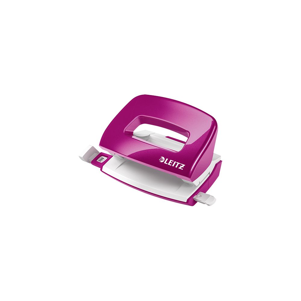 Перфоратор LEITZ WOW, за 10 л.(80 г), с ограничител, 100x70x81 мм, пластмаса + метал, цикламен