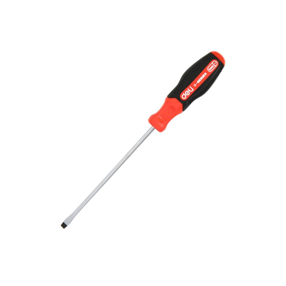 Плоска отвертка Deli TOOLS EDL3441, 3 x 100 мм премиум TPR, черен край, ергономична дръжка, червена