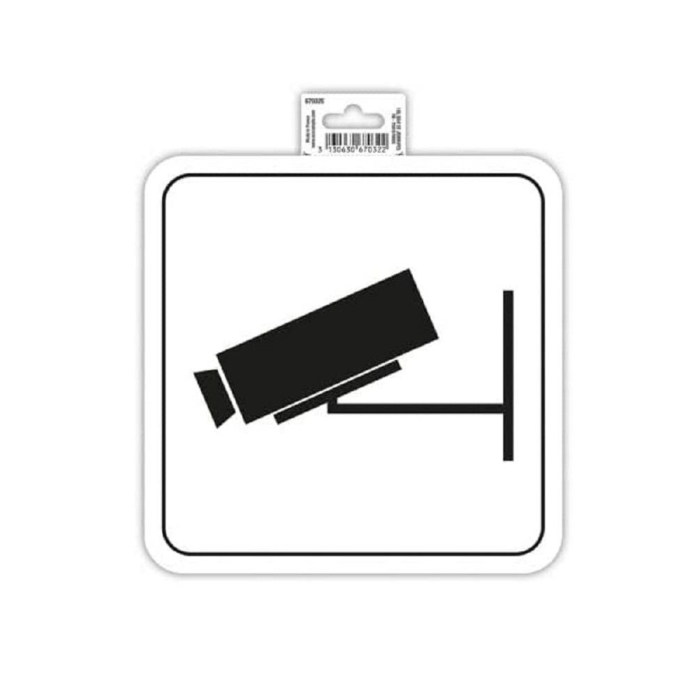 Самозалепващ знак Exacompta, с пиктограма Видеонаблюдение, 20х20 см, PVC фолио150 mic 