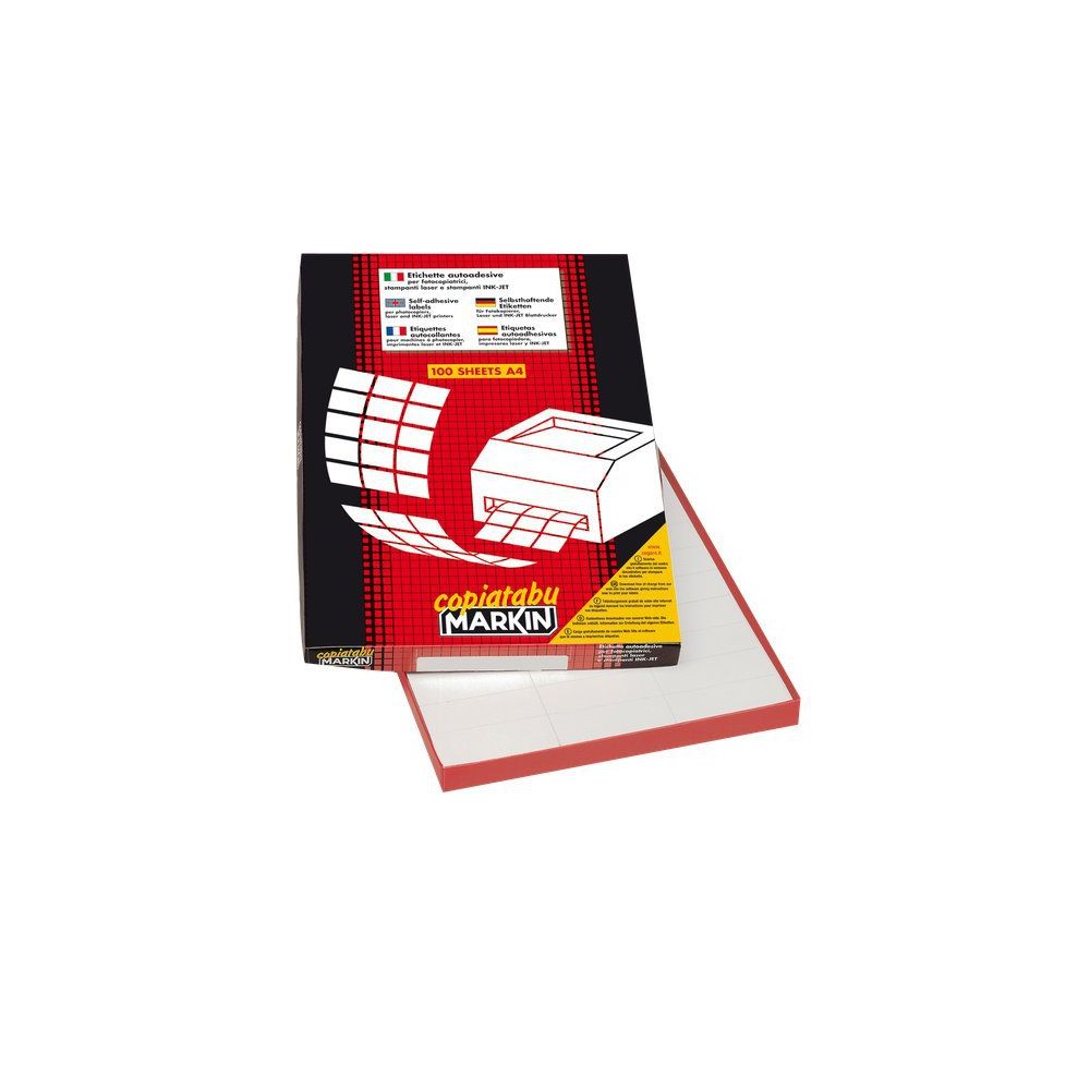 Самозалепващи етикети MARKIN Laser/Copier/Inkjet, бели, А4, 105х148 мм, 4 бр./л., 100л.