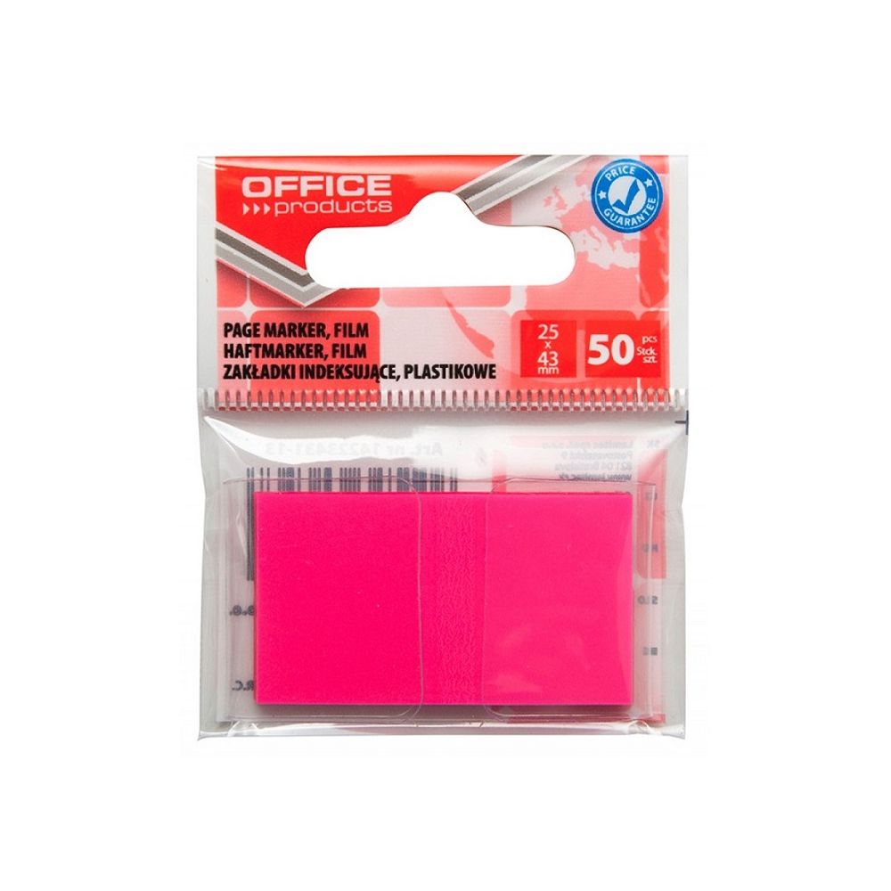 Самозалепващи индекси OFFICE PRODUCTS, PP, 25х43 мм, 50 л., неоново розови